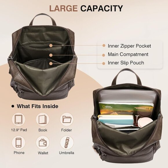 Fashionable Soft Leather Backpack for Women - Water-Resistant Daypack for Travel main image 4